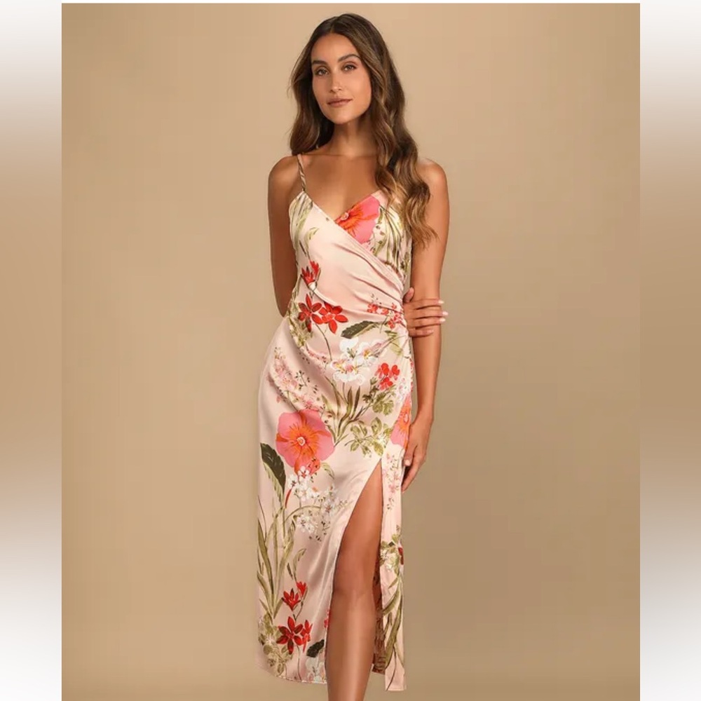 Lulu's Pink Floral Asymmetrical Dress